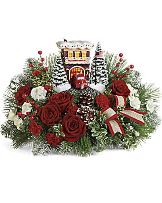 Thomas Kinkade\'s Festive Fire Station Bouquet