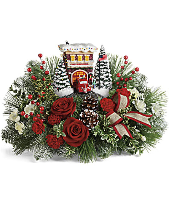 Thomas Kinkade\'s Festive Fire Station Bouquet